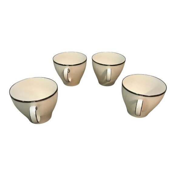 Set Of 4 Noritake Ivory China IVONNE Coffee Teacups 7522 Japan Gold Trim Vintage - Picture 5 of 8